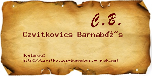 Czvitkovics Barnabás névjegykártya